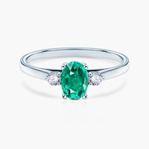 Pierścionek Secret Garden: białe złoto, szmaragd